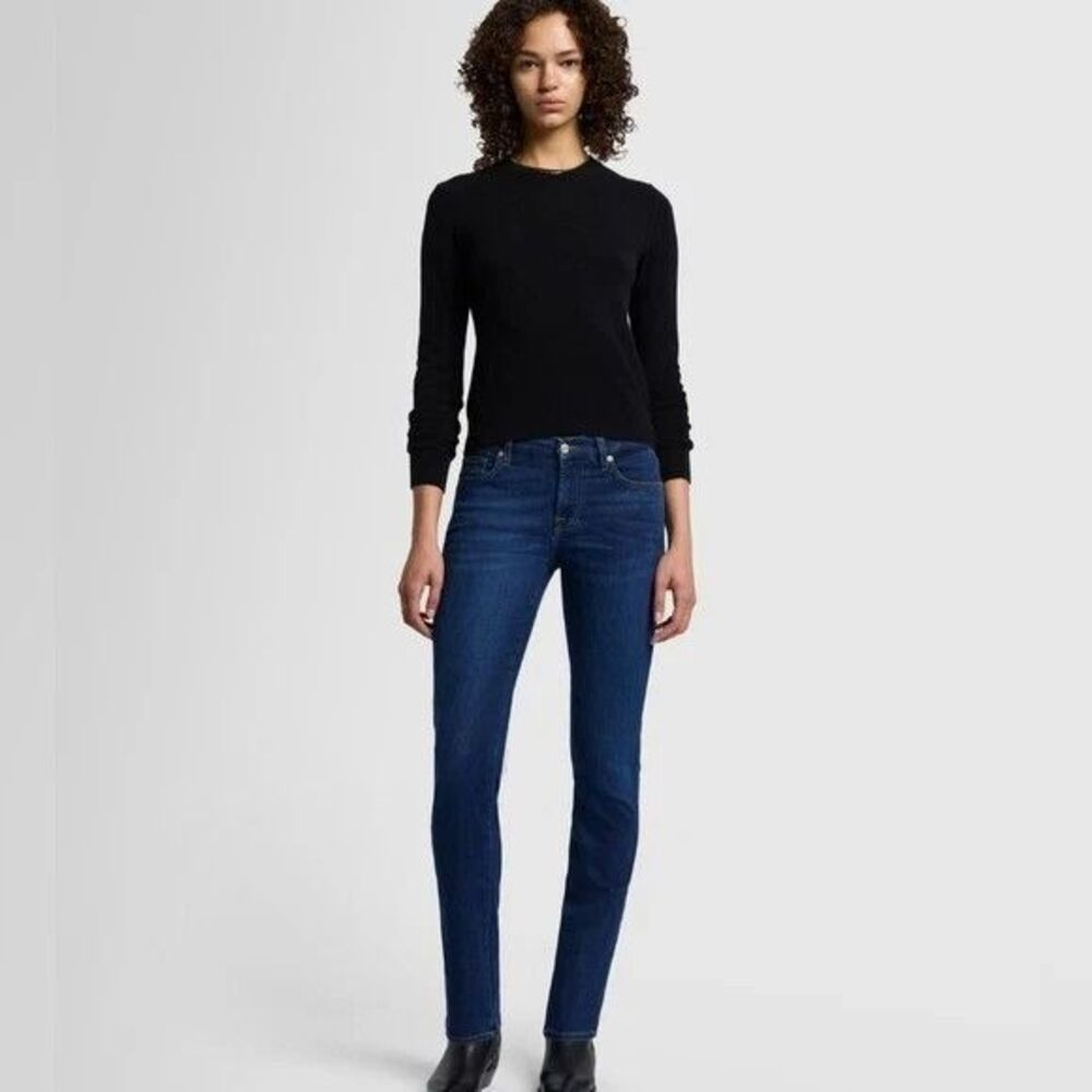 7 for all Mankind The Modern Straight Stretch Dark Denim Mid-Rise Jeans  Size 26